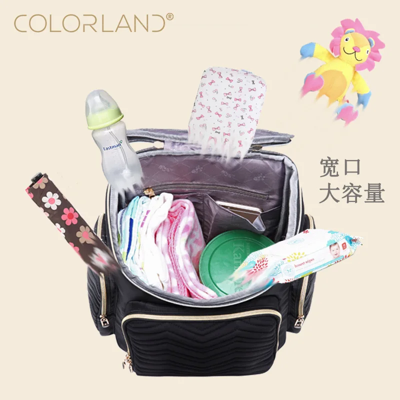 COLORLAND-bolso para pañales de bebé, mochila para cochecito, silla de ruedas, cambiador de pañales de maternidad, de moda