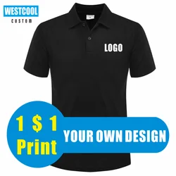 WESTCOOL-Camisas polo casuais de manga curta para homens e mulheres, impressão de bordado com logotipo personalizado, tops personalizados, verão