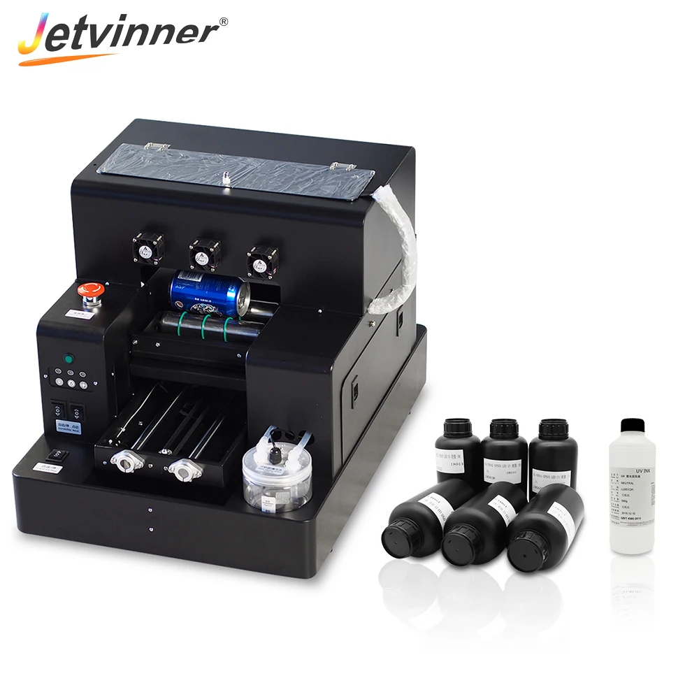 

Светодиодный УФ планшетный принтер Jetvinner размера A4 с импортными УФ-чернилами для бутылок, фото, металл, дерево, акрил, стекло, TUP, ПВХ