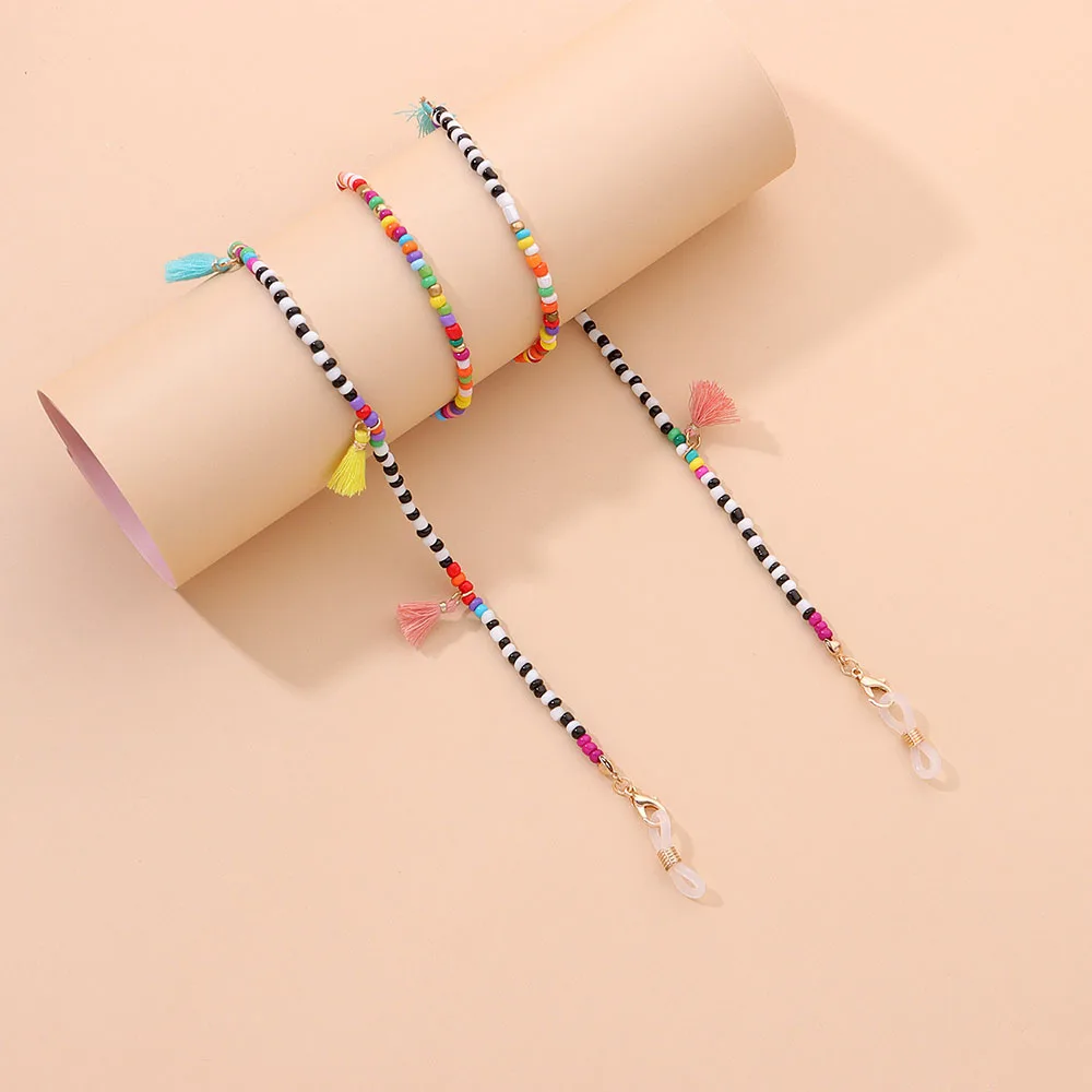 Multi-color Beaded Glasses Chain Anti-lost Lanyard Mask Strap Chain Necklace Tassel Hanging Glasses Chain Daily Jewelry Accessor