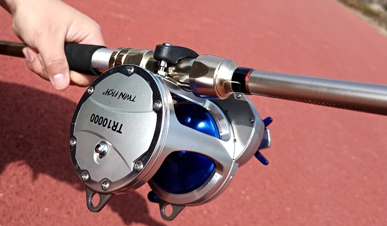 TR10000 Full Metal Heavy Trolling Reel Strong 30kg Drag Power Blue See Boat Fishing Big Drum Reel Right Hand Baitcasting Reel