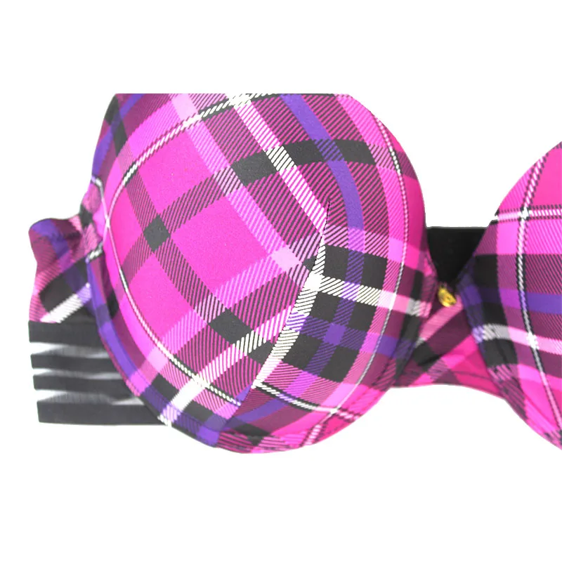 Underwear Simple Brassiere Women Push Up Lady Sexy Lingerie Underwear Plaid  Bralette  Bra for Women38-46 CDDDE Cup Plus Size