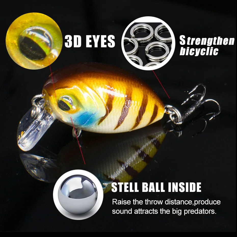 New Peche  Japanese Design Hard Fishing Lure 35mm 3.8g Mini  Wobblers Crank Bait For Pike  Floating  Crankbait  Pesca