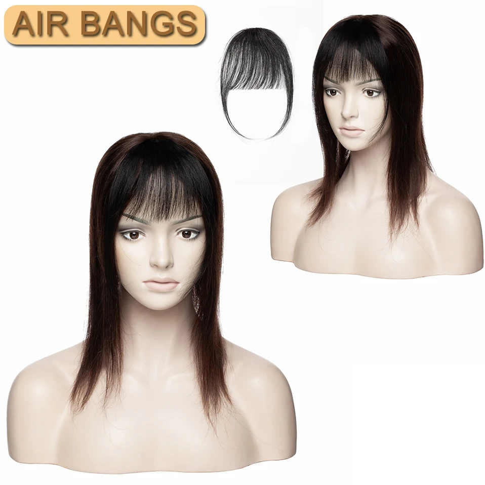 S-noilite Hair Bangs Thin Fringe 3g Air Bangs With Temples Hair Clip in Human Hair Extensions Hair Clips Front Bangs For Women