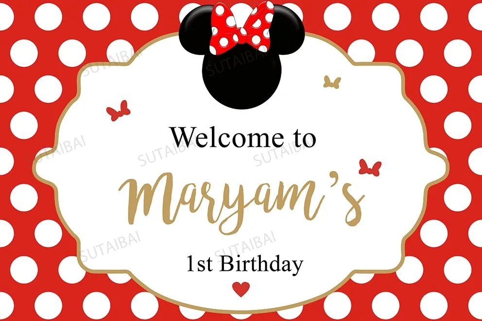 핑크 소녀 대리석 미니 마우스 사진 배경, 개인 맞춤 스튜디오 비닐 배너 Photocall 생일 배경