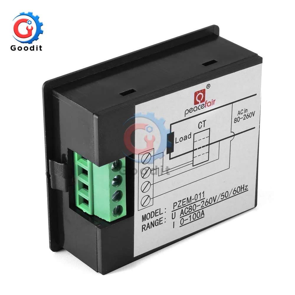 AC 80-260V 100A AC LCD Digital Ammeter Voltmeter Power Energy Volt Voltage Current Meter Gauge with STN LCD Backlight 110V 220V