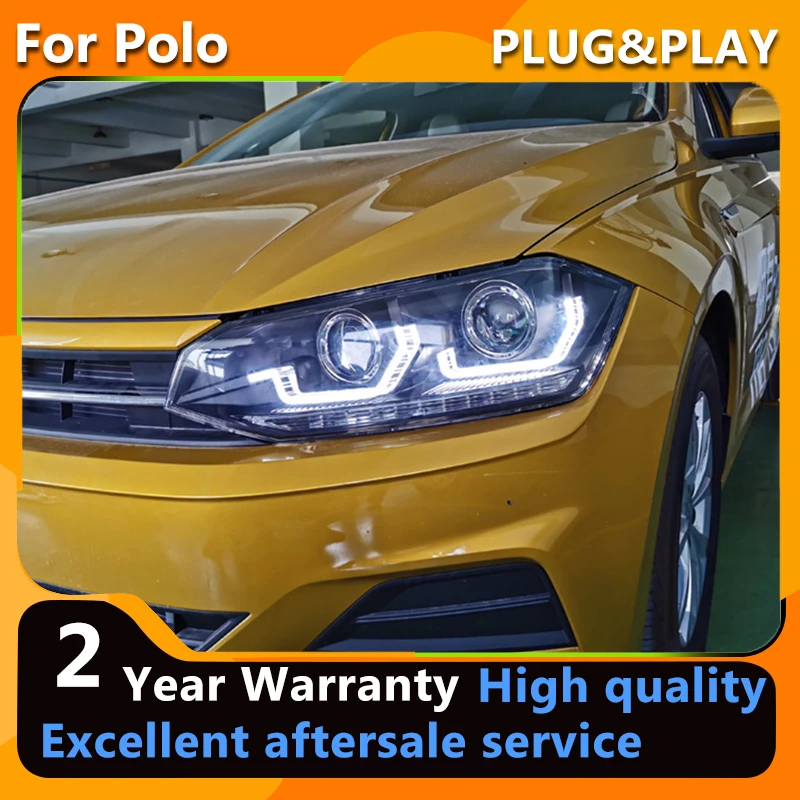 

Фара YCYON для VW Polo, новинка 2019-2020, светодиодные фары Polo, ДХО, динамический сигнал поворота, ближний свет, сборка дальнего света