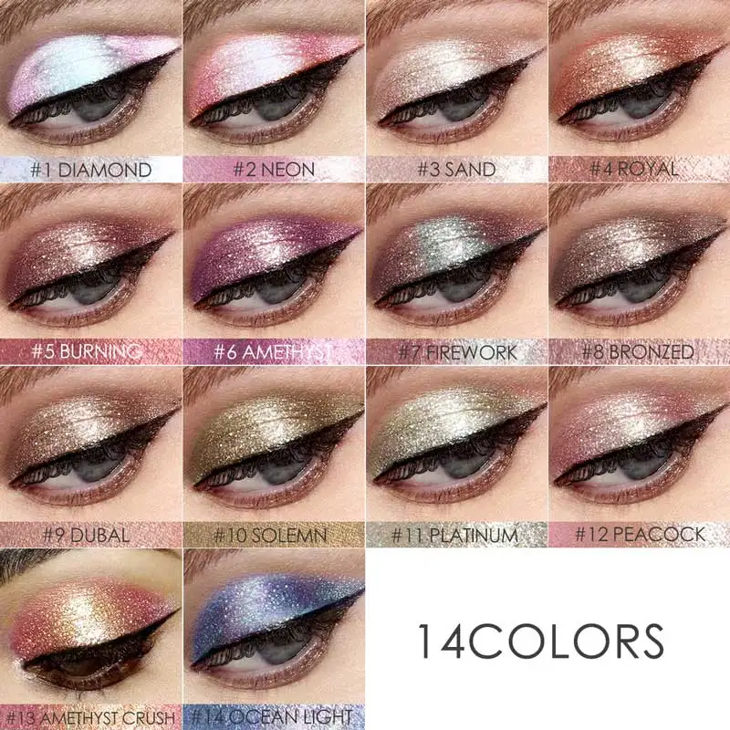 Focallure Diamond 14 Colors Shiny Glitter Eyeshadow Makeup Waterproof White Nude Pink Red Eye Shadow Liquid Eyeshadow Makeup