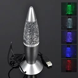 3D Rocket Multi Color Changing Lava Lamp RGB LED Glitter Party Mood Night Light Christmas Gift Bedside Night lamp