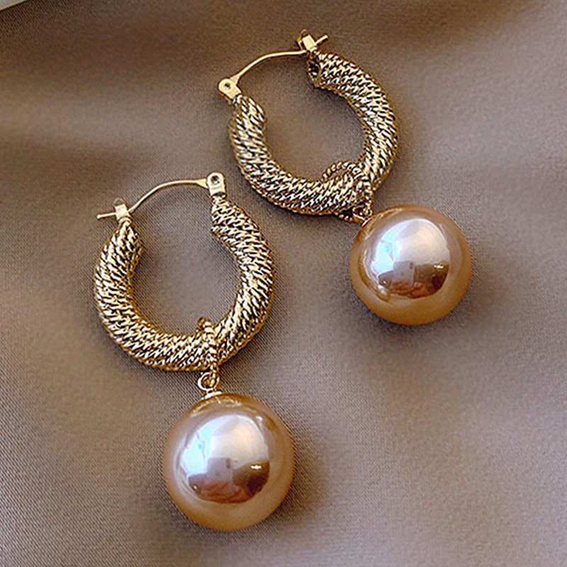 Neue Mode Koreanische Übergroßen Simulierte Perle Ohrringe für Frauen Böhmischen Runde Ball Elegante Hochzeit Ohrringe Schmuck Geschenke – Detail 34