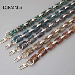 New Fashion Woman Bags Accessory Chain Green Brown Leopard Acrylic Metal Chain Luxury Strap Women Shoulder Clutch Handle Chain