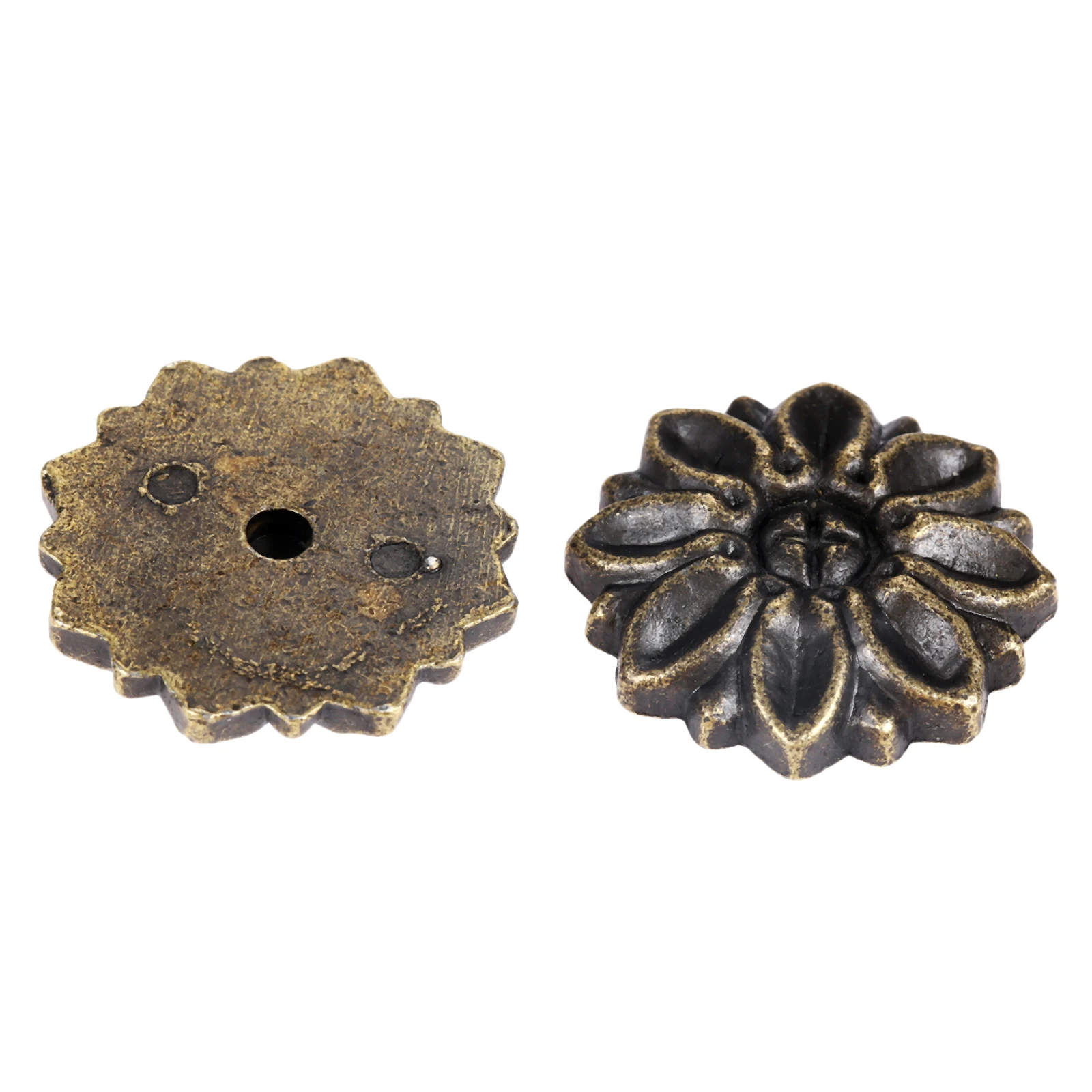10pcs Alloy Corners Cabochon Ancient Flower Flatback Alloy Embellishment Patch Scrapbook Vintage Decor Wood Jewelry Box 23mm