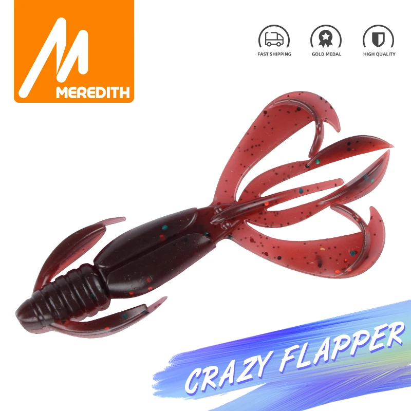 MEREDITH 70mm 90mm Crazy Flapper Fishing Soft Lures Silicone Baits Shrimp Bass Carp Fishing Lures Swimbait Jigging leurre souple