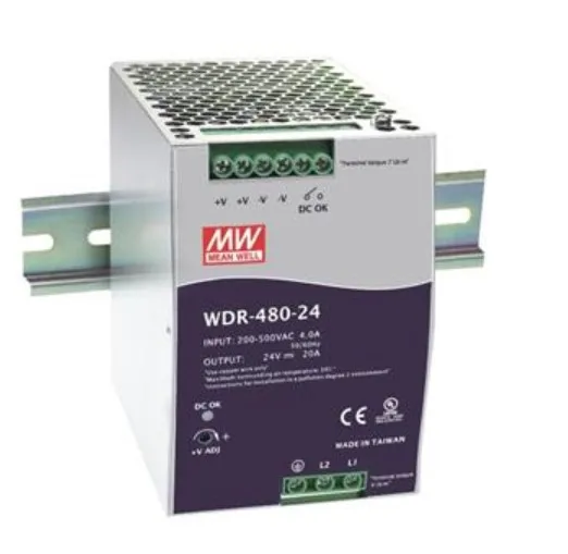 

WDR-480-24 480W | 24V | 180-550VAC/254-780VDC WDR Track Switching Power Supply