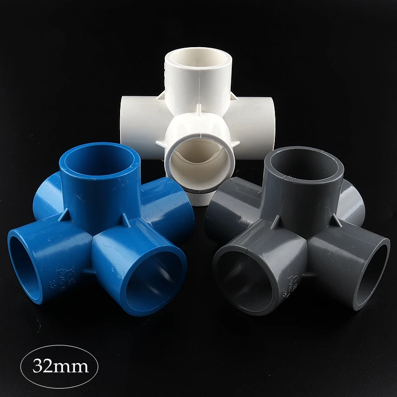 2-20pcs 32mm Inner Diamater PVC Pipe 5 way Connector PVC 90 degrees Joint Garden Irrigation Tube Adapter Wardrobe Tent Fittings