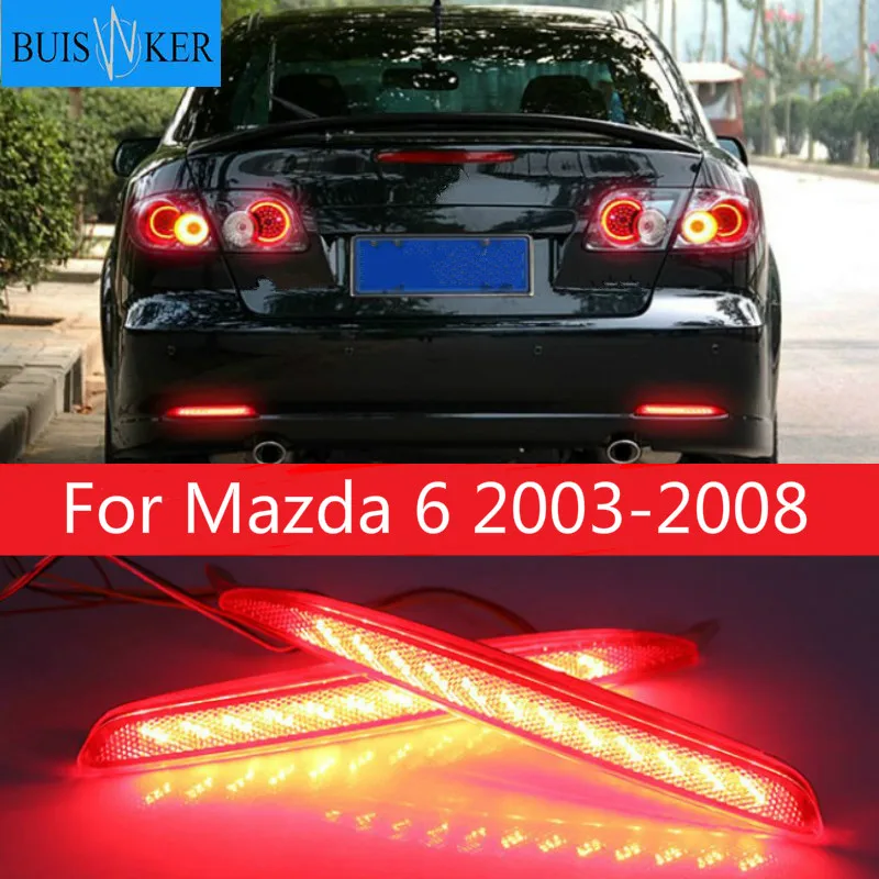 

For Mazda 6 2003-2008 Red Lens LED Rear Bumper Reflector Brake Stop Light Lamps