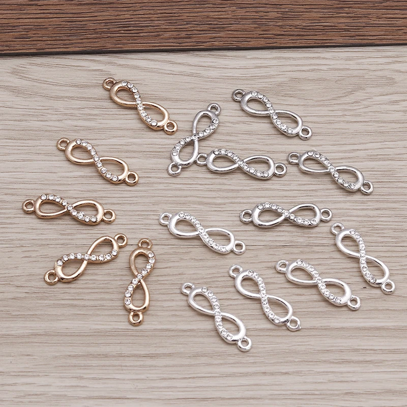 Leslie 20pcs 23x10mm Crystal Infinity Charms for Jewelry Making Fashion Earring Pendant Bracelet Necklace Charm Accessories