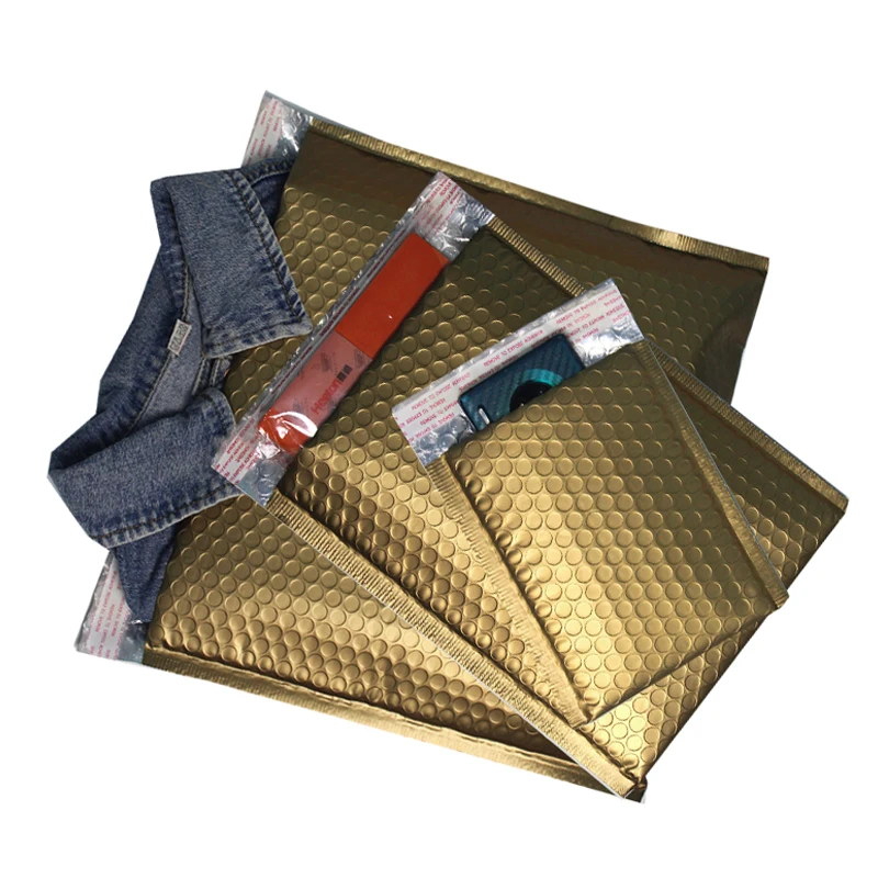 Matte Gold Bubble Mailers Champagne Gold Shipping Envelopes With Bubble Padded Postal Mail Envelope Bags Waterproof Courier Bag