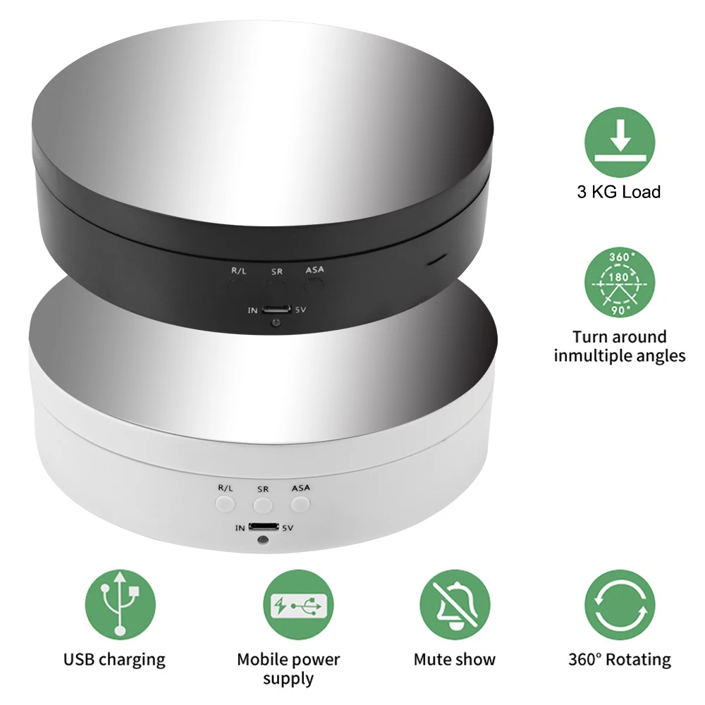 Stand specchio a batteria portagioie 3 velocità 360 gradi giradischi elettrico Display rotante