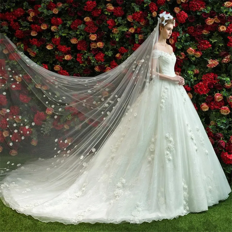 Robe De mariée en dentelle à fleurs 3D, tenue De luxe, épaules dénudées, avec traîne, nouvelle collection, 2021