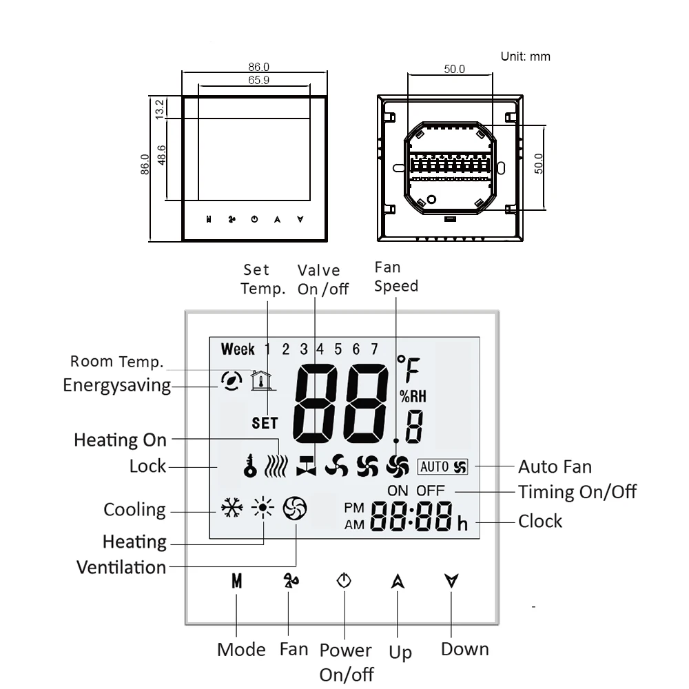 Tuya-termostato digital para ar-condicionado, wifi e controle de temperatura, 110v e 220v