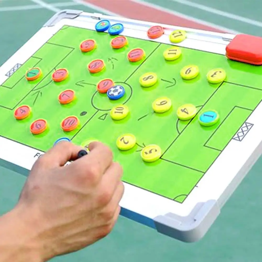 Portable Leather Magnetic Foldable Football Board Training Coaching Kit  24pcs Magnets Drawing Or Noting