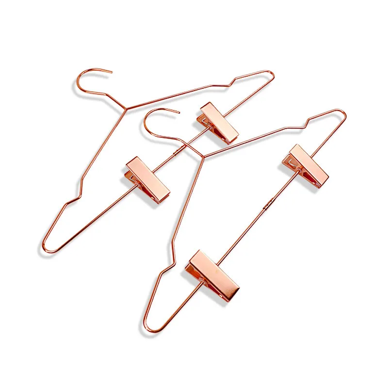 

2pcs 42cm Rose Gold/Golden Aluminum alloy Metal Heavy Duty Pants Skirt Slack aldult Hangers Trousers Hanger with Clips Rack Hook