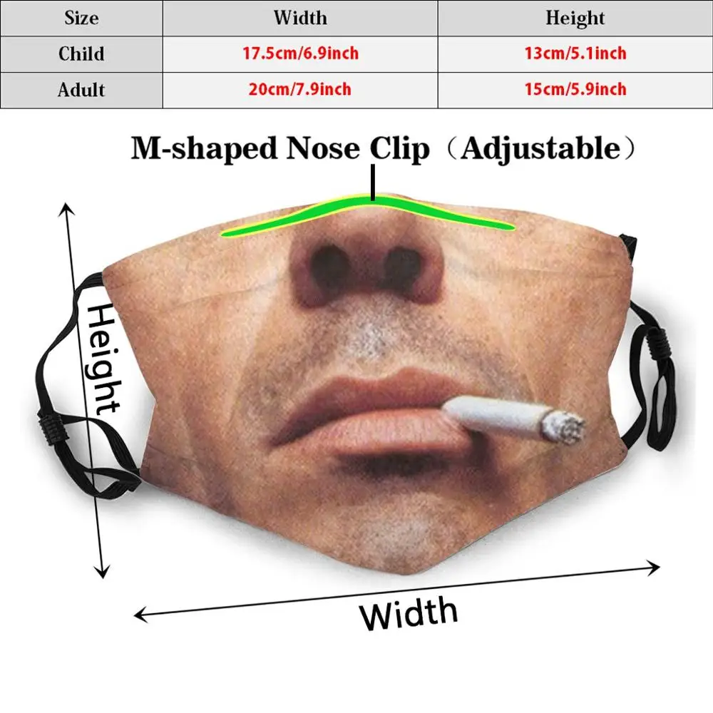 Man Smoking Mask Adult Kids Anti Dust Filter Diy Mask Cigarette Smoke Cigar Smoking Cigarette Lips Lips Lipstick Face Close Cool