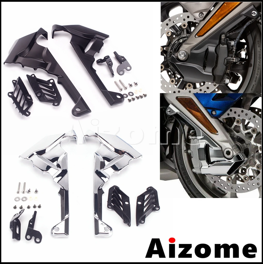 

Chrome/Black ABS Plastic Motorcycle Front Trims Caliper Cover For Honda Goldwing GL1800 DCT Tour Airbag 2018 2019 08F74-MKC-A00