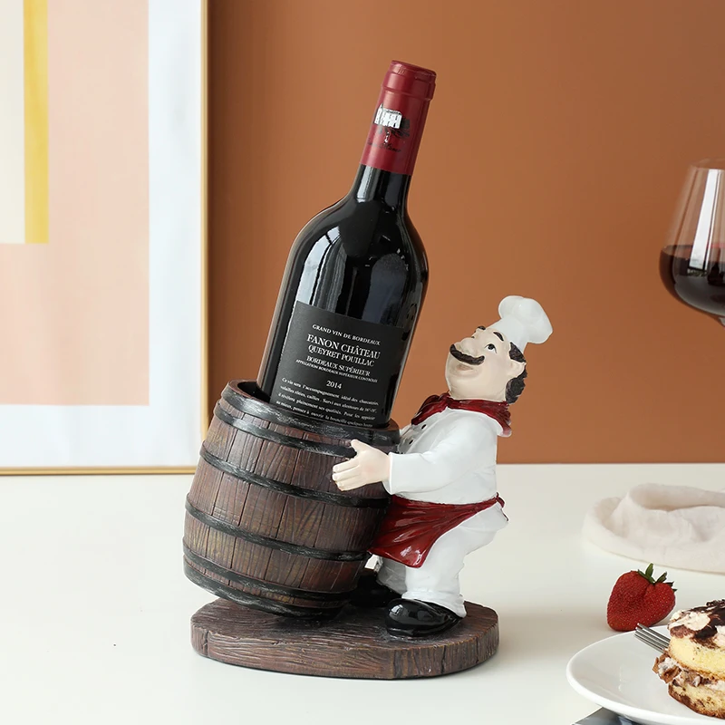 Resin Vertical Chef Wine Rack Dining-Table Bar Living Room Decorations Wine Bottle Holder Nordic Household Goods Accessories