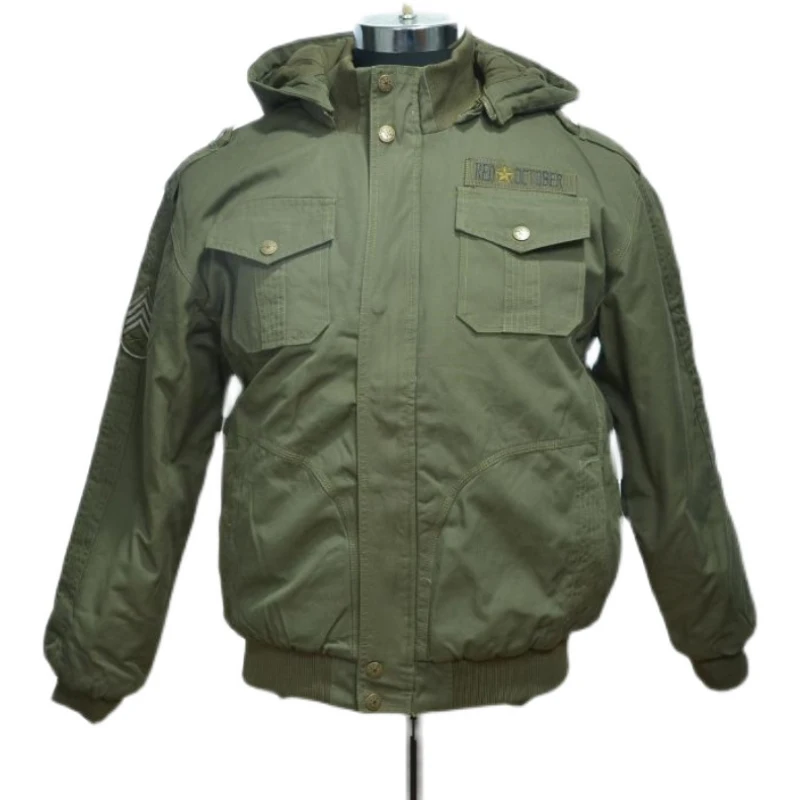 Outdoor Military Green Winter Detachable Cap Warm Cotton Multi-pocket Men's Jacket Men Bomber Jacket