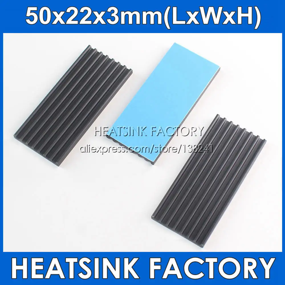 

HEATSINK FACTORY 2/4/8pcs Black 50x22x3mm Heatsink Aluminum Heat Sink Radiator Cooler With Tape Applied