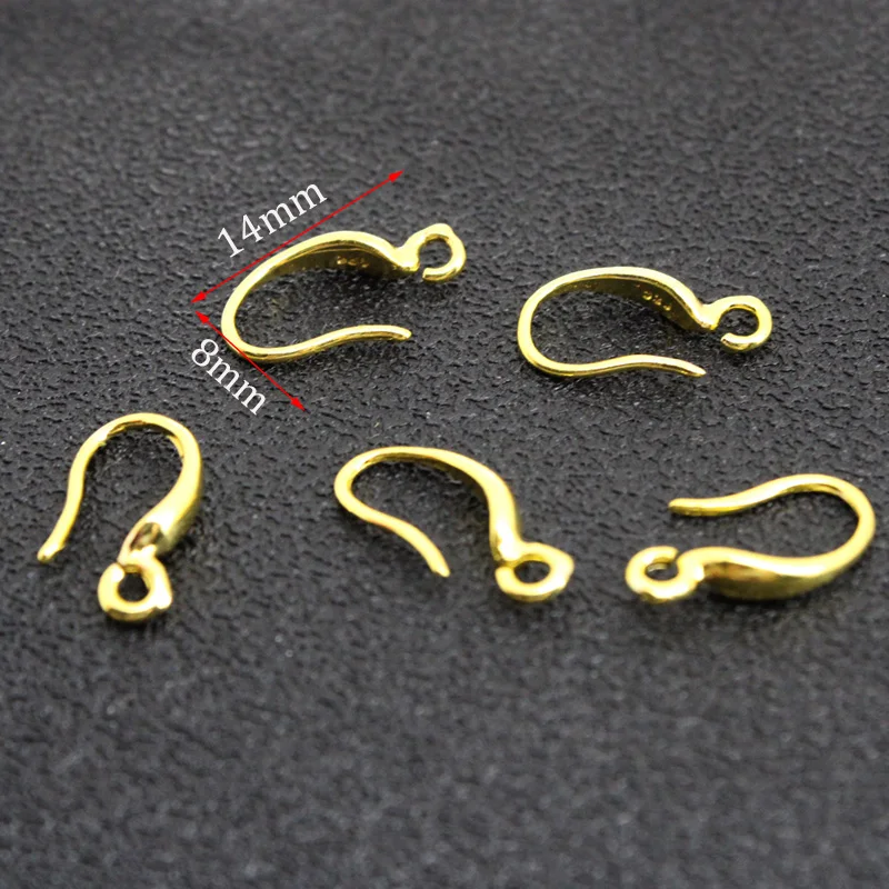 10pcs/lot 14x8mm 925 Sterling Silver French Earring Hooks Wire Settings Base Earrings Clasp Findings Earring Making Supplies