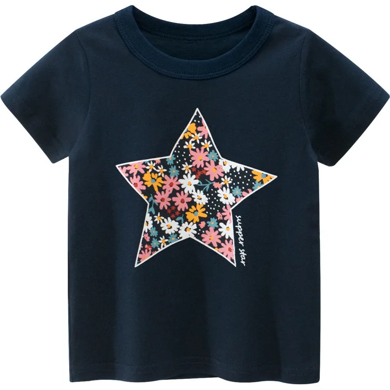 Summer New Baby T-shirt Baby Girl Clothes Round Neck Short Sleeve Five-pointed Star Pattern Casual Cute Boys Clothes