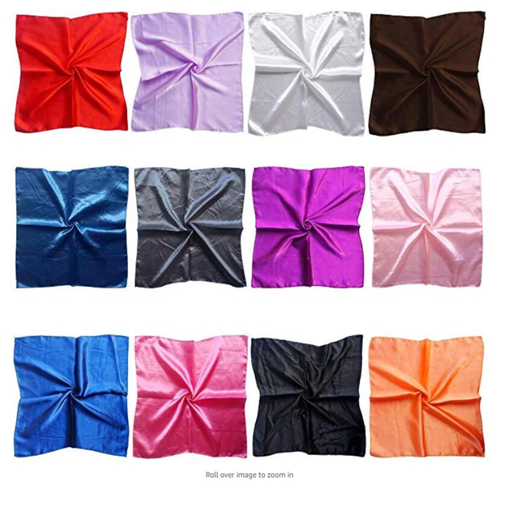 Silk Square Satin Hair Head Scarf Handkerchief Soft  Scarf Head Neck Multiuse Solid Color Handkerchief Satin Neck Scarf -70cm