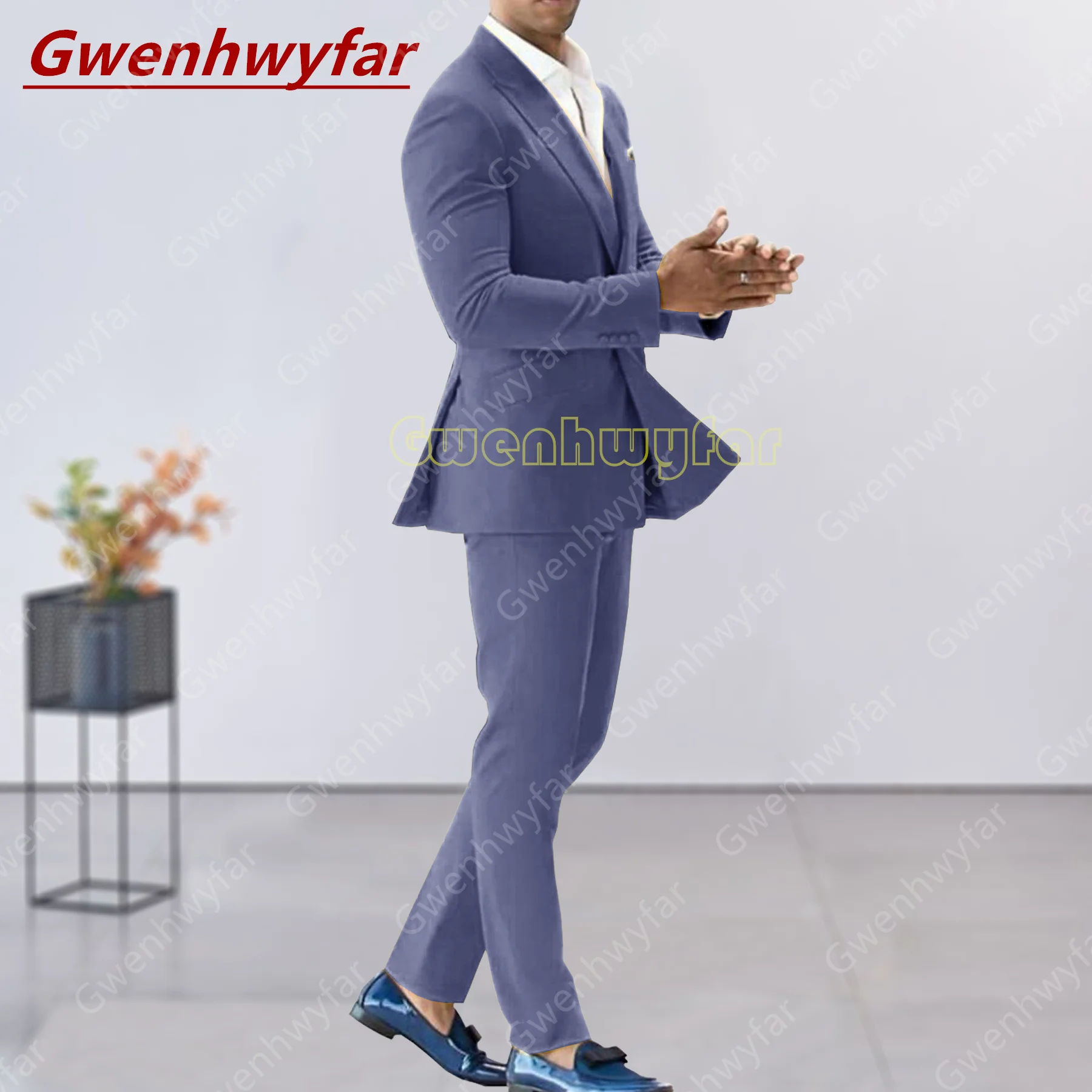 

Gwenhwyfar Double-Breasted Wedding Suit for Men Custom Made Prom Groom Male Suit 2 Piece Set Groom Tuxedo (Jacket+Pants) Terno