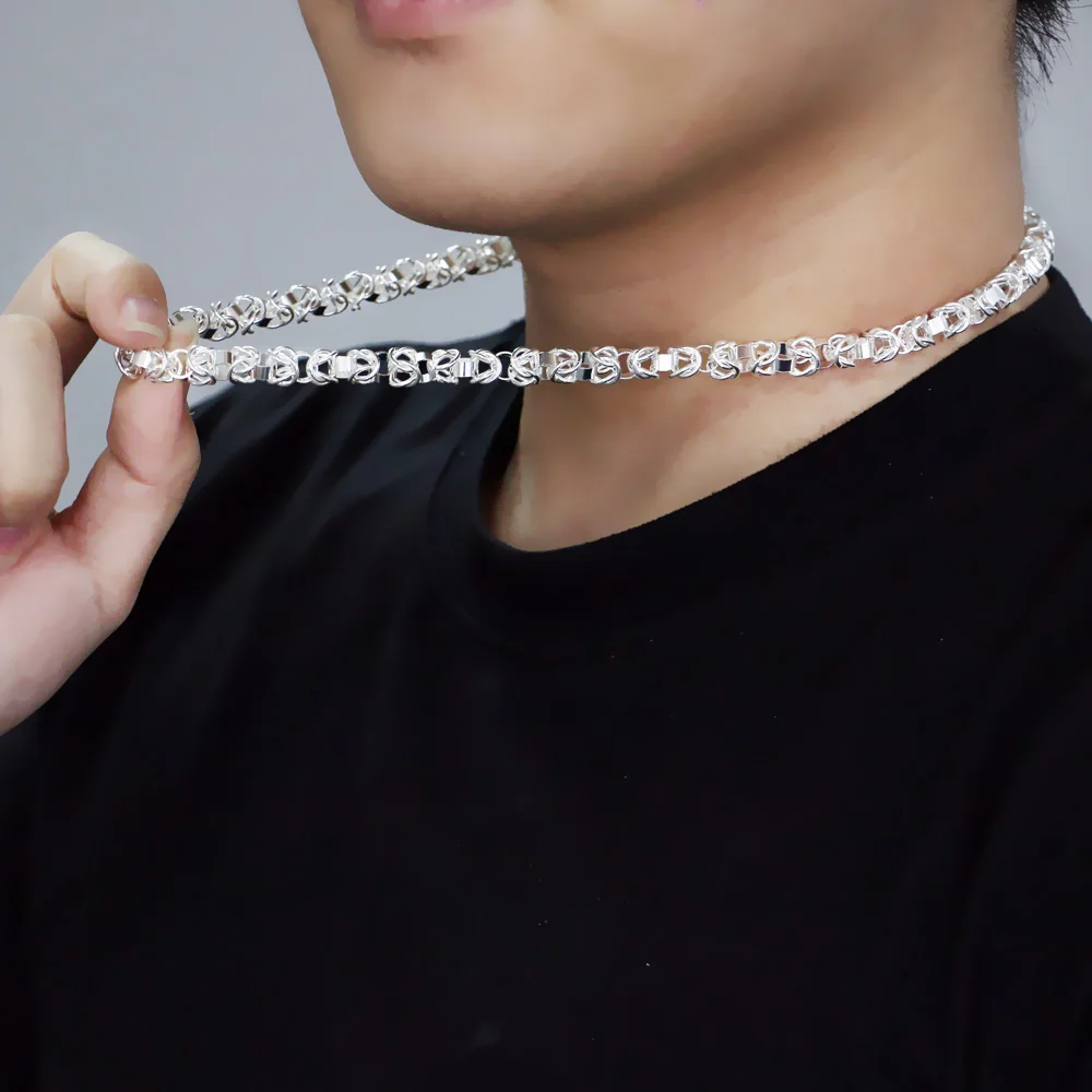 

925 sterling silver necklace men keel necklace. Fashion hollow out pattern. 7mm53cm. Collar bone chain men nacklace