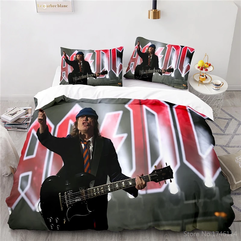 AC DC Rock Band 3D Print Bedding Set Soft Duvet Cover Set Quilt Cover Pillowcase Set Home Textile Bedclothes for Kids Adult Boys