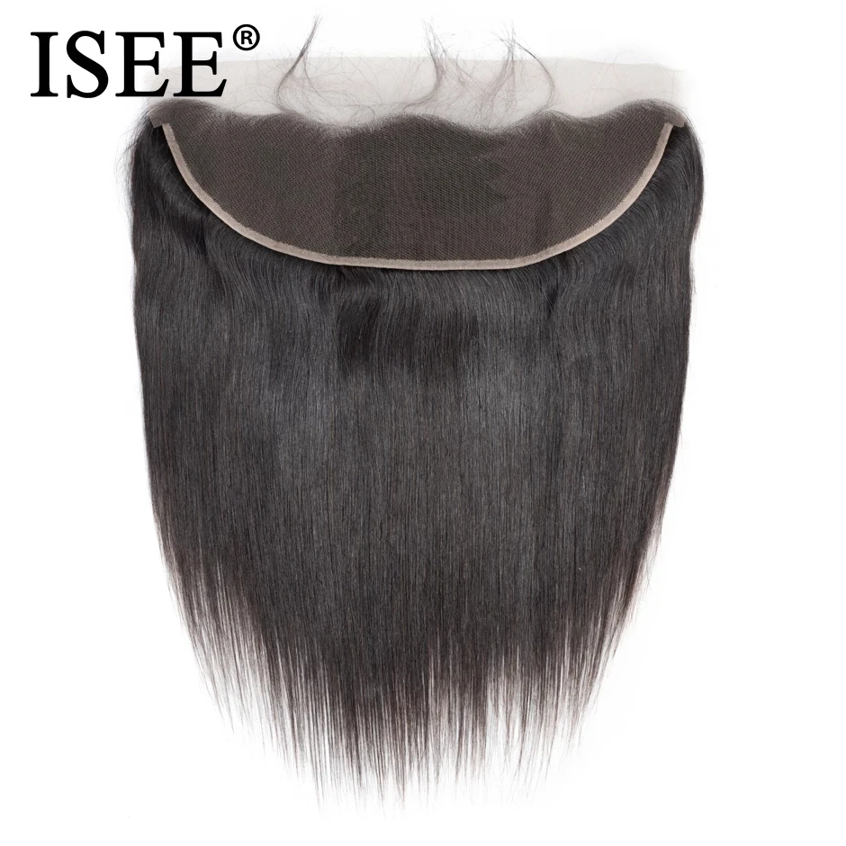 ISEE HAIR Brazilian Straight Lace Frontal Closure 13*4 Ear to Ear Free Part Frontal 130% Destiny Remy Hair can be dyed