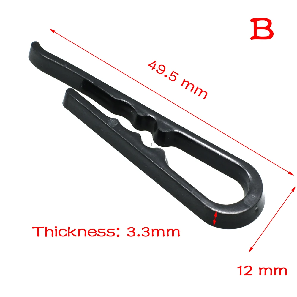 50pcs 49.5mm 38mm 30mm Plastic Clip With Teeth For Dress Shirt Garment Packaging Black