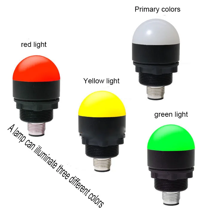 Dia 30mm MiNi LED Tri-Color Signal Light Indicator Waterproof 24V Warning Light Hemispherical Tri-Color Light 22mm Mount Space