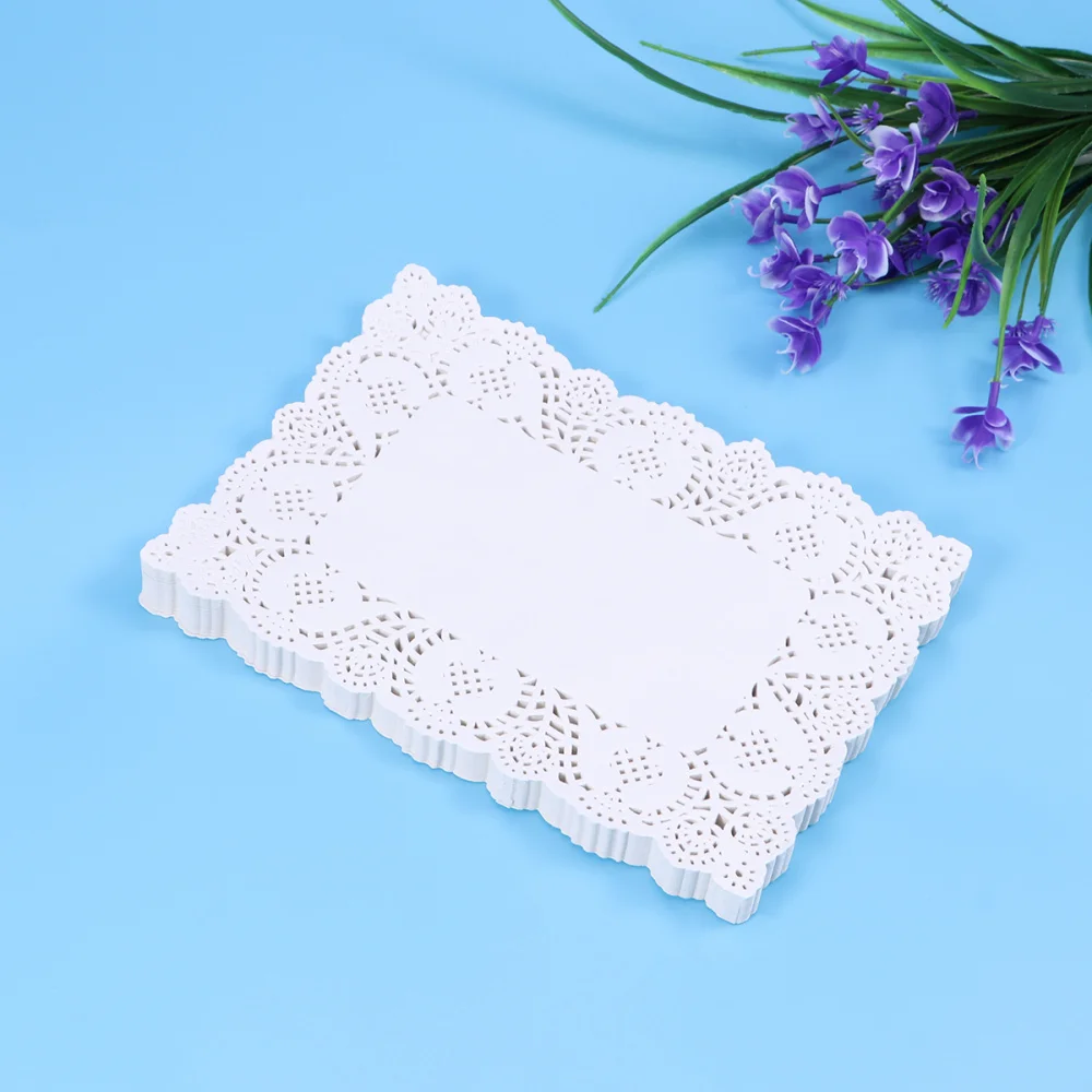 140-Pieces Paper Doilies Rectangle Cake Box Liner For Birthday Party Wedding Tableware Decoration