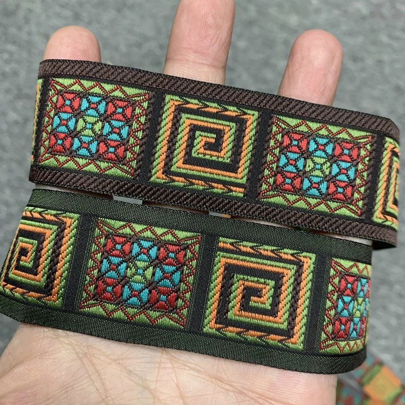 5YARD 1.3 Inch 33MM Geometric Totem Jacquard Ribbon