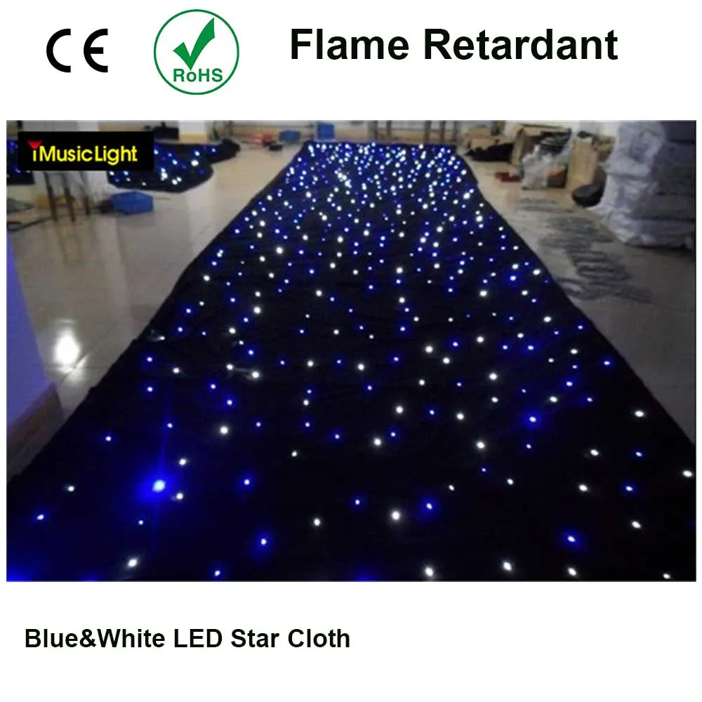 

Tianxin LEDS 3Mx6Mtr black fabric Blue+White LED Stage Star Cloth Matrix Backdrop Stage DJ Pub DMX LED Curtain fireproof fabric.