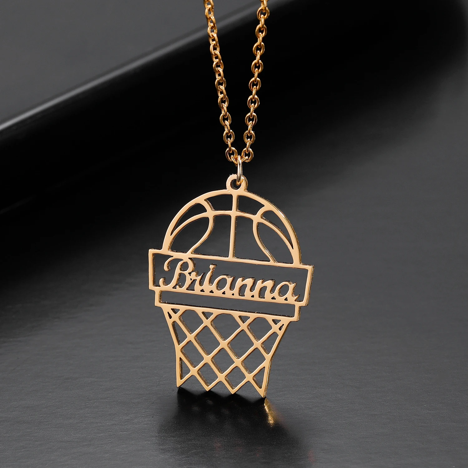 Custom Name Necklace Basketball Pendant Personalized Sports Necklaces18K gold-plated Stainless Steel For Men 2021 Jewelry Gift