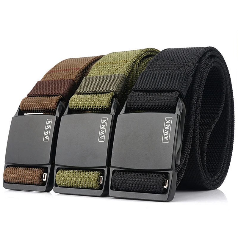 HSSEE New Men's Casual Belt Metal Magnetic Buckle Quick Release Tactical Outdoor Belt Tight Nylon Military Belt Jeans Waistband