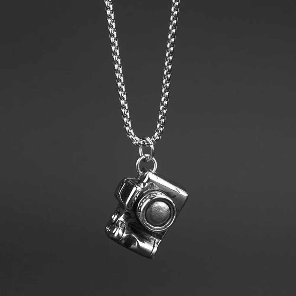 Stainless Steel Men's SLR Camera Hip Hop Men's Punk Rock Pendant Necklace Jewelry Gift For Children