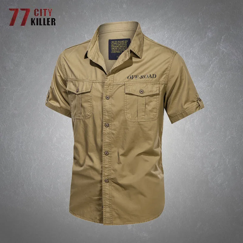 

New Summer Men's Short Sleeve Shirt Outdoor Military Training Comfortable Breathable Male Tops Casual Cotton Printing Men Shirts