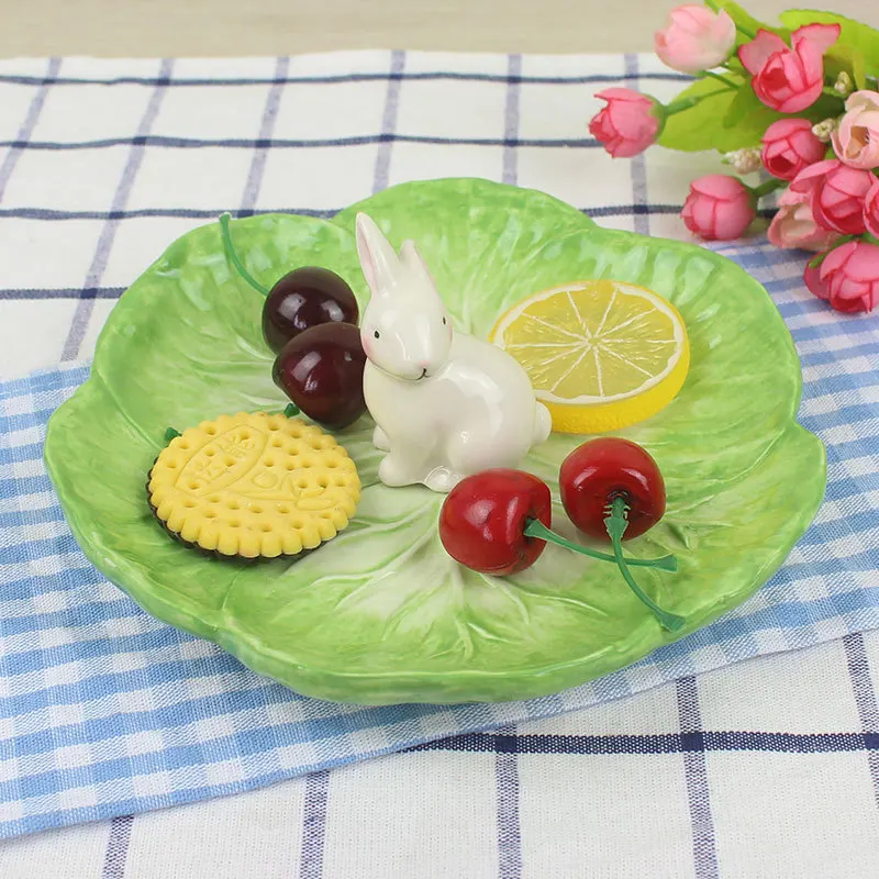 Creative Cartoon Tableware Rabbit Snack Plate Fruit Bowl Candy Plate Ceramics Fork Spoon Knife Cute  Dishes and Plates Sets