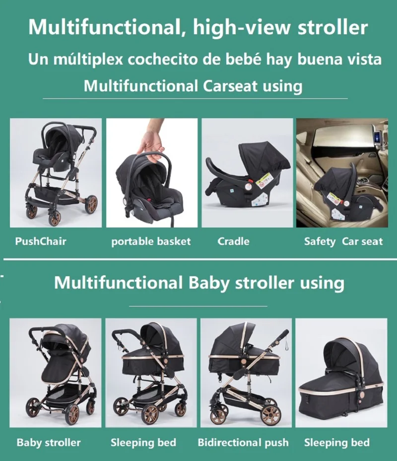 Bebek arabası seyahat arabası hafif strollers 3 in 1 arabası bebek yürüteci bebek arabası bebek arabası araba yenidoğan bebek için